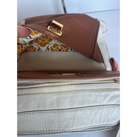 EMMA FOX Crossbody Pebble Cream Orange Pebble Leather Shoulder Bag Purse - Picture 9 of 15